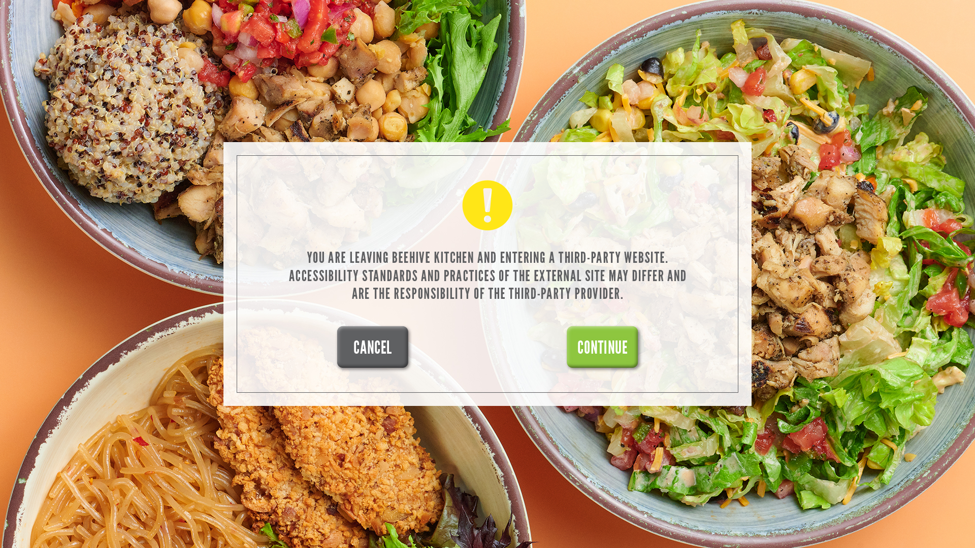 You are leaving Beehive Kitchen and entering a third-party website